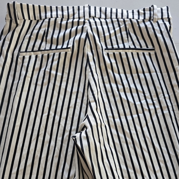 H&M Pants Womens Sz 16 White Black Striped Ankle Mid Rise Side Zipper 36x27 - Picture 11 of 11
